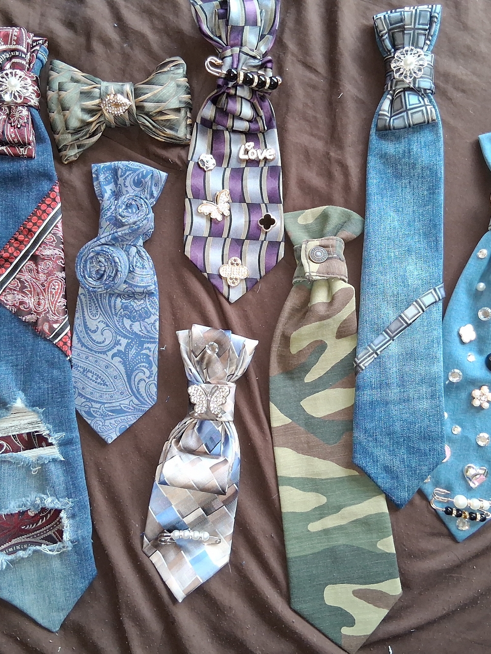 Men's Blue Camouflage & Patterned Tie Set - Unbranded